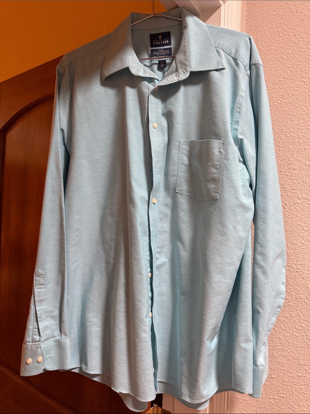 Stafford Light Mint Green Long-Sleeve Button-Down Shirt